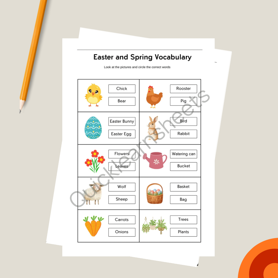 easter and spring vocabulary in french worksheet pdf