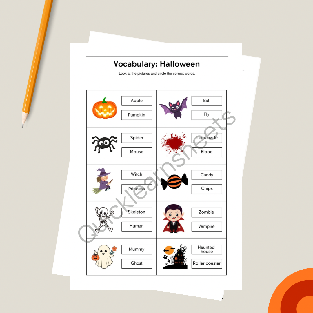 halloween vocabulary in french worksheet pdf