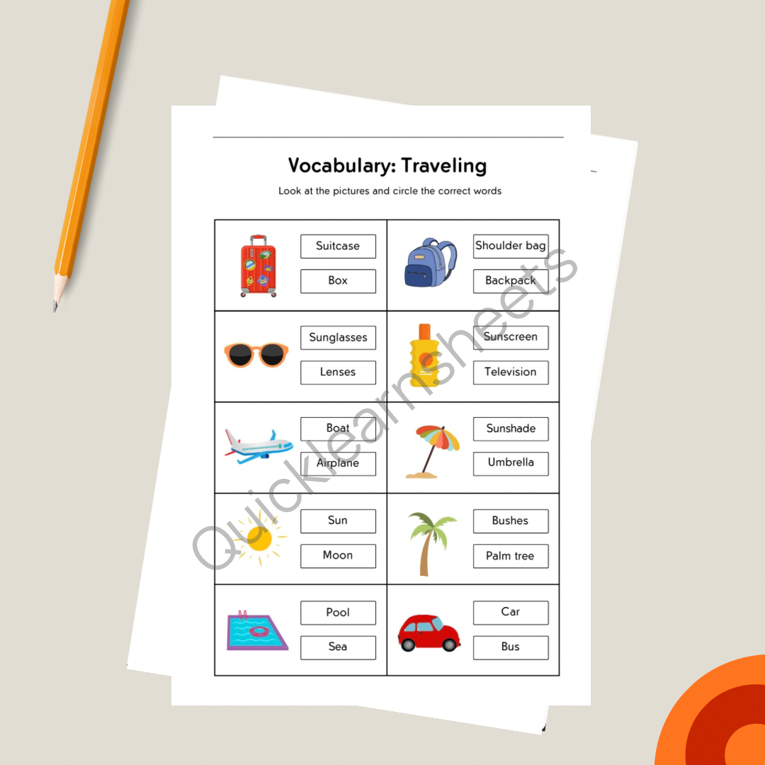 travel vocabulary in french worksheet pdf