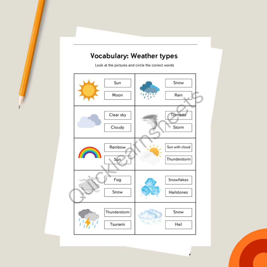 weather vocabulary in french worksheet pdf